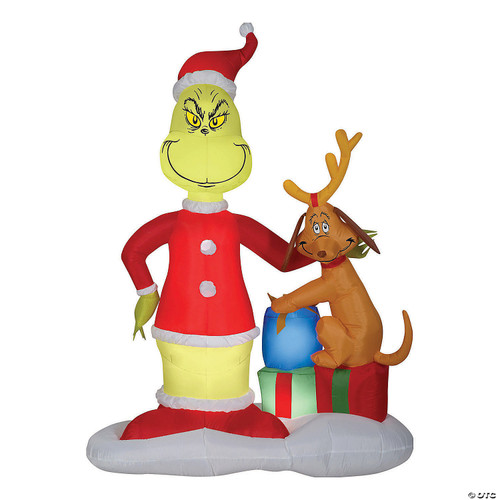 72" Blow Up Inflatable Dr. Seuss The Grinch & Max with Presents Outdoor Yard Decoration